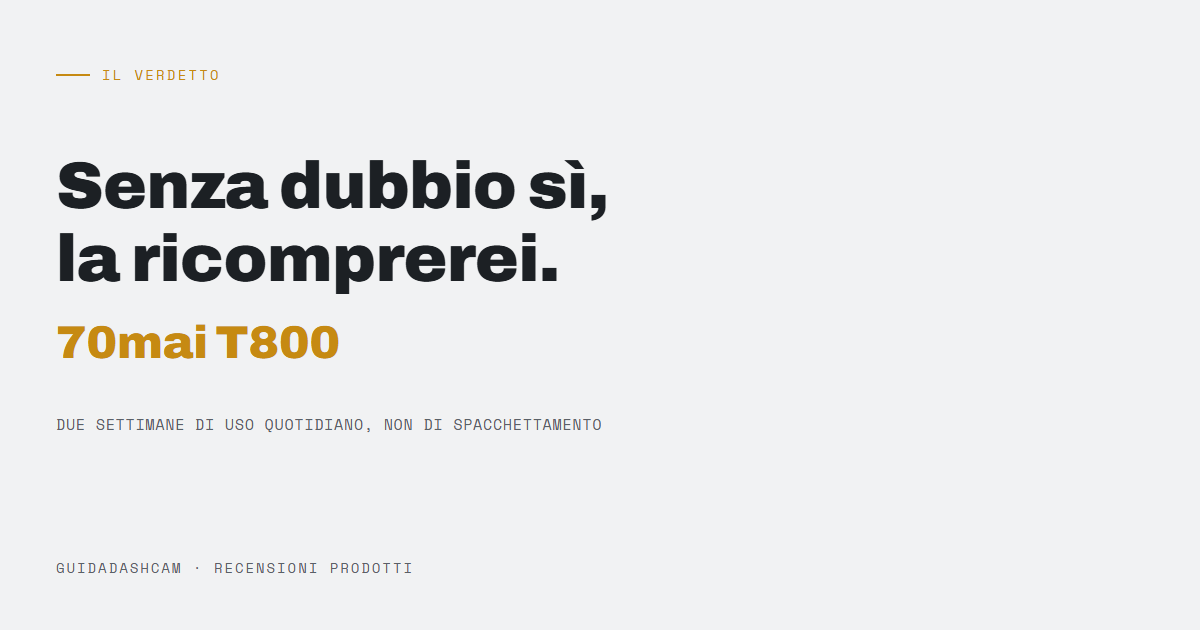 70mai T800 uso reale: la recensione dopo settimane di installazione