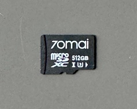 Serigrafia della microSD 70mai 512GB UHS-I U3 in dotazione alla dashcam T800: nessuna dicitura endurance